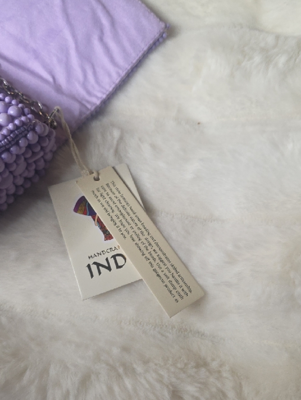 Viral TJMaxx Lavender Beaded Embellished Clutch Wallet Handmade In India - Picture 7 of 7